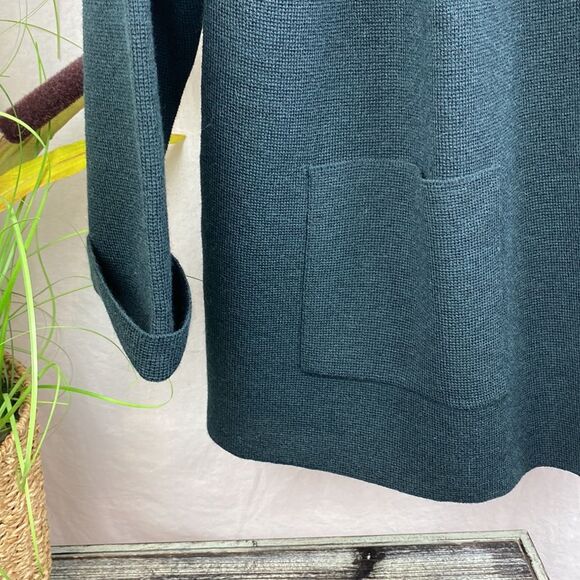 Eileen Fisher Wool Green Knit Open Front Long Sleeve Jacket M - Picture 4 of 10